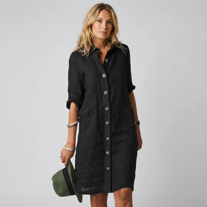 Hannah - Womens Button Closure Stylish Casual Dress