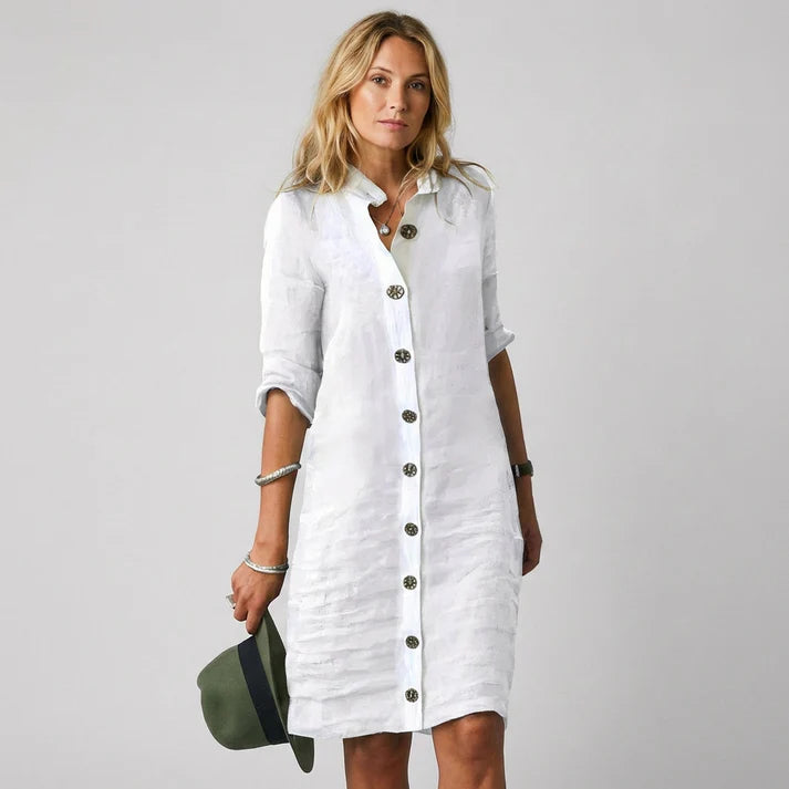Hannah - Womens Button Closure Stylish Casual Dress