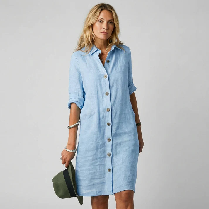 Hannah - Womens Button Closure Stylish Casual Dress
