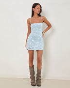 Angelica - Blue Sequin Style Mini Dress Women