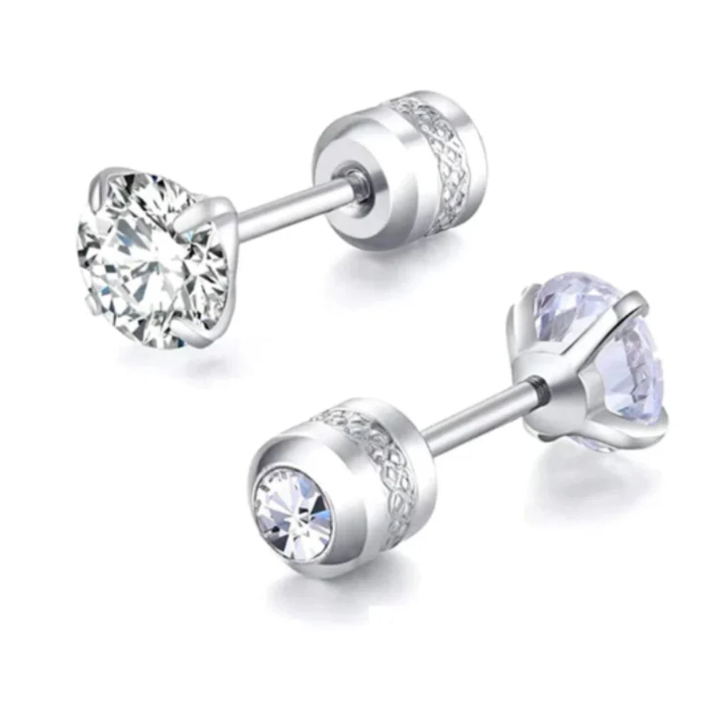 Amada - Silver Cubic Zirconia Stud Earrings Women