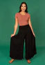 Adele - Black Umbrella Wide Leg Pants Women