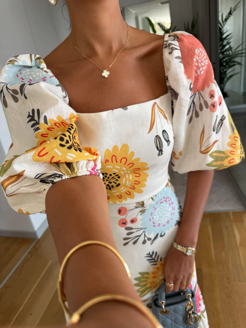 Willow - Womens Square Neck Floral Midi Dress