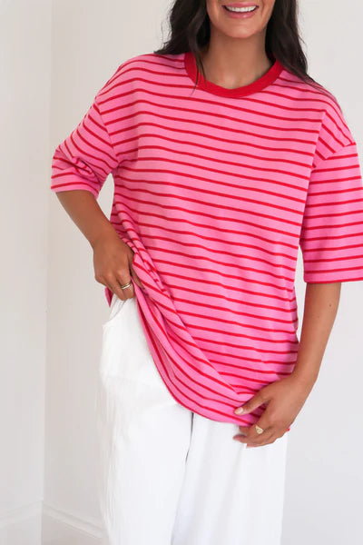 Anita - Pink Stripe Button-Up Shirt for Women