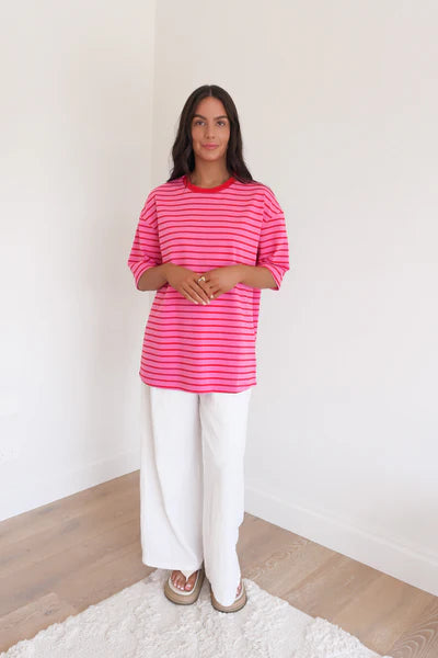 Anita - Pink Stripe Button-Up Shirt for Women