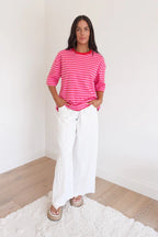 Anita - Pink Stripe Button-Up Shirt for Women