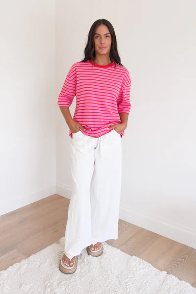Anita - Pink Stripe Button-Up Shirt for Women