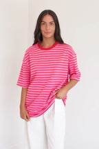 Anita - Pink Stripe Button-Up Shirt for Women