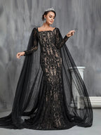 Amelia - Elegant Mermaid Lace Wedding Dress Cape