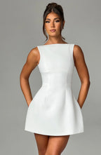 Kerri - Ivory Elegant Mini Dress for Women