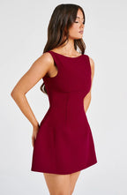 Haylee - Wine Mini Dress Elegant Womens Style