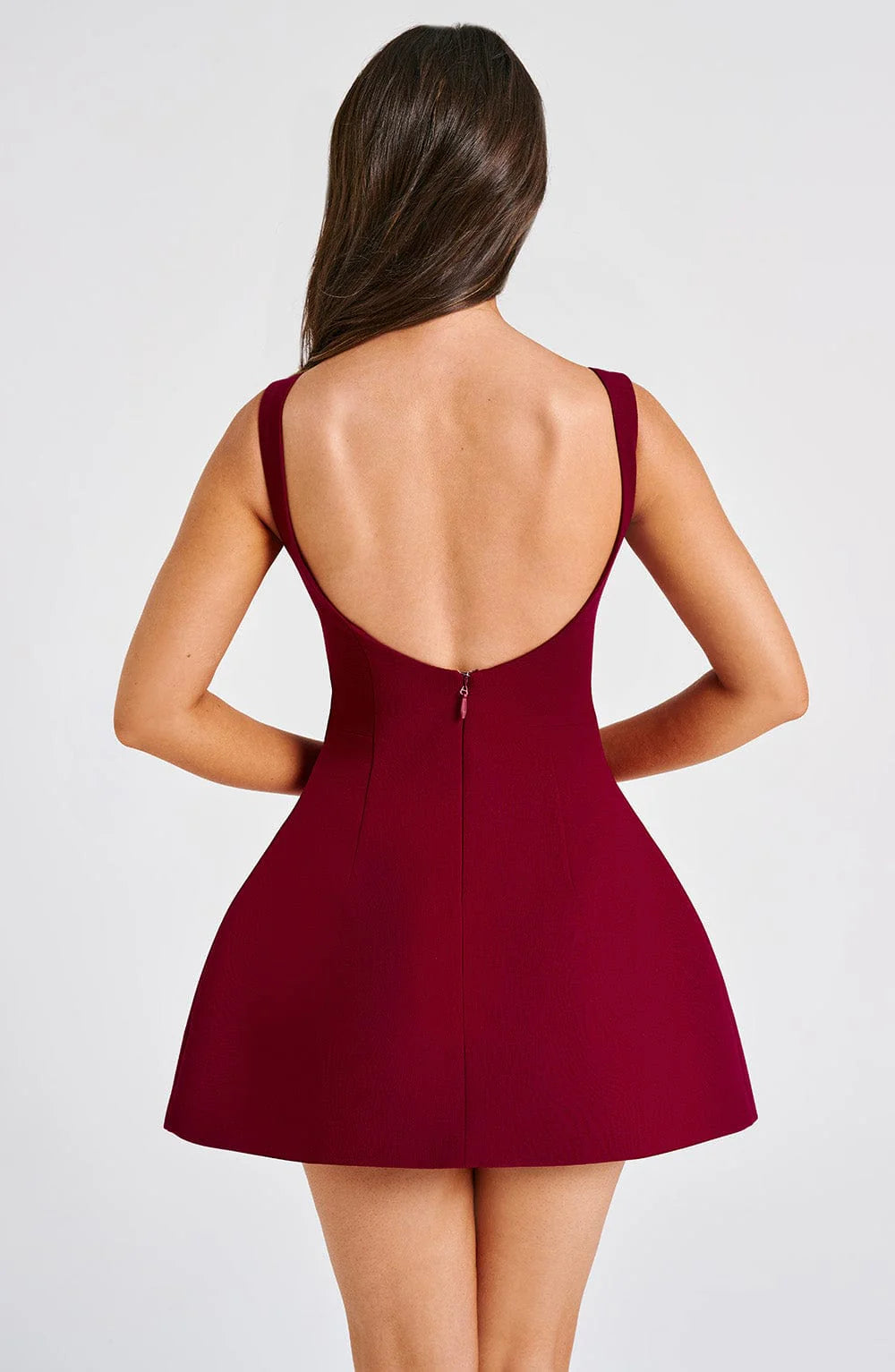 Haylee - Wine Mini Dress Elegant Womens Style