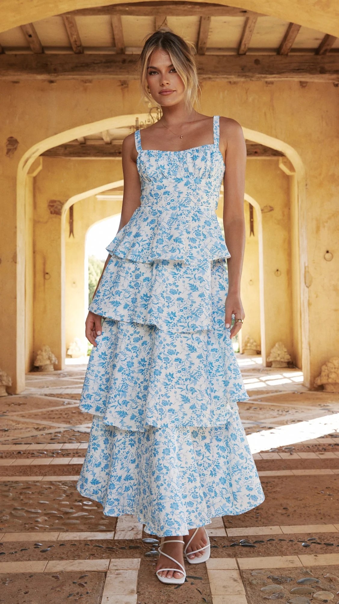 Arabella - Page Blue Floral Maxi Dress Women