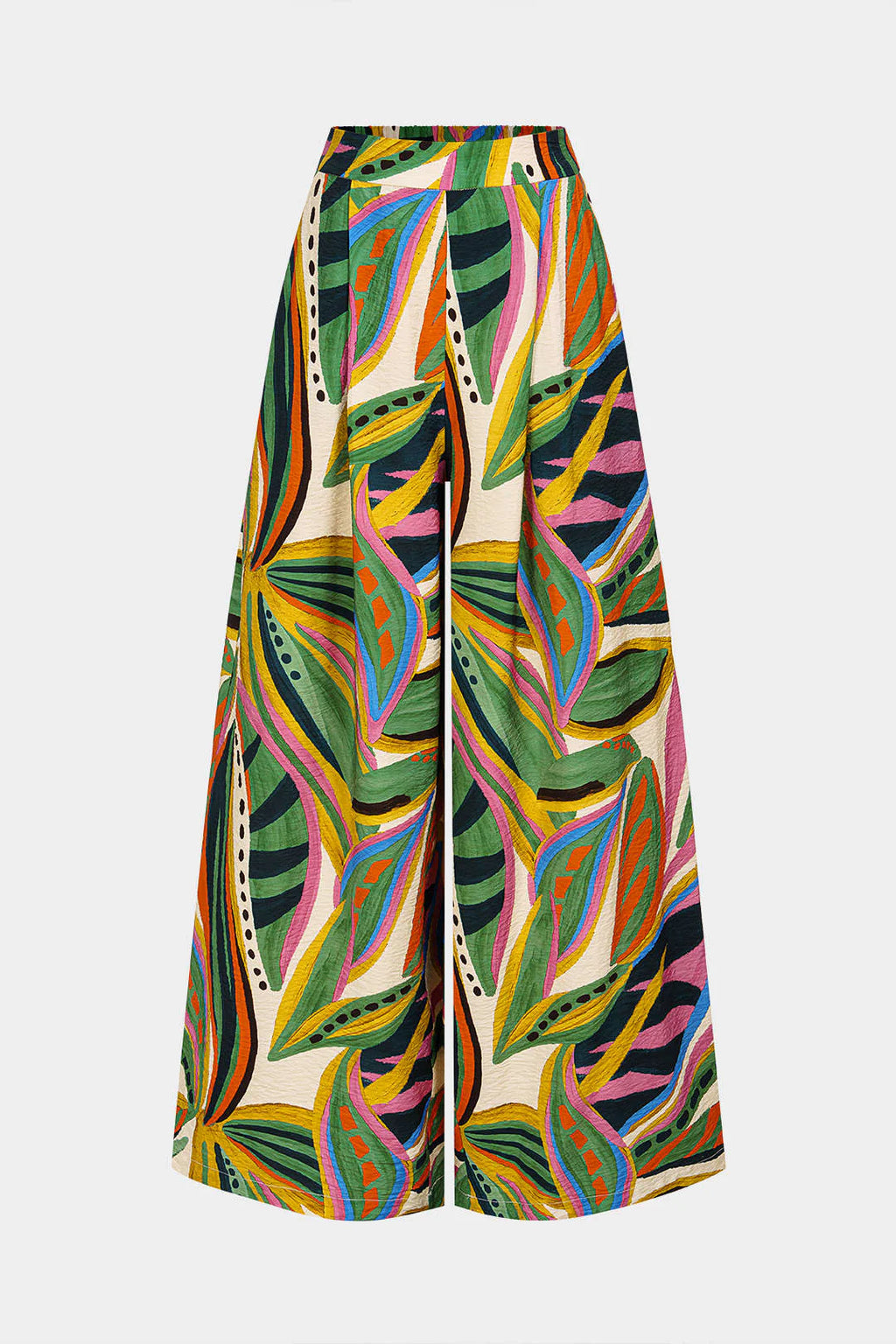 Adele - Leaves Contrast Print Wide Leg Pants Women