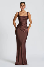 Bree - Plum Brown Maxi Dress Elegant Womens Style