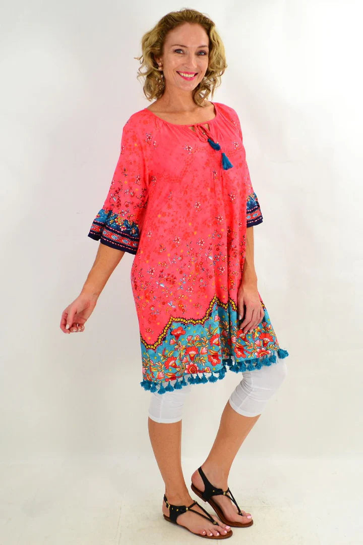 Cheryl - Three Quarter Sleeve Tunic Dress Elegant Style