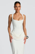 Narelle - White Elegant Flowing Maxi Dress for Women