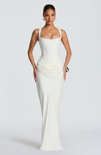 Narelle - White Elegant Flowing Maxi Dress for Women