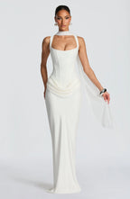 Narelle - White Elegant Flowing Maxi Dress for Women