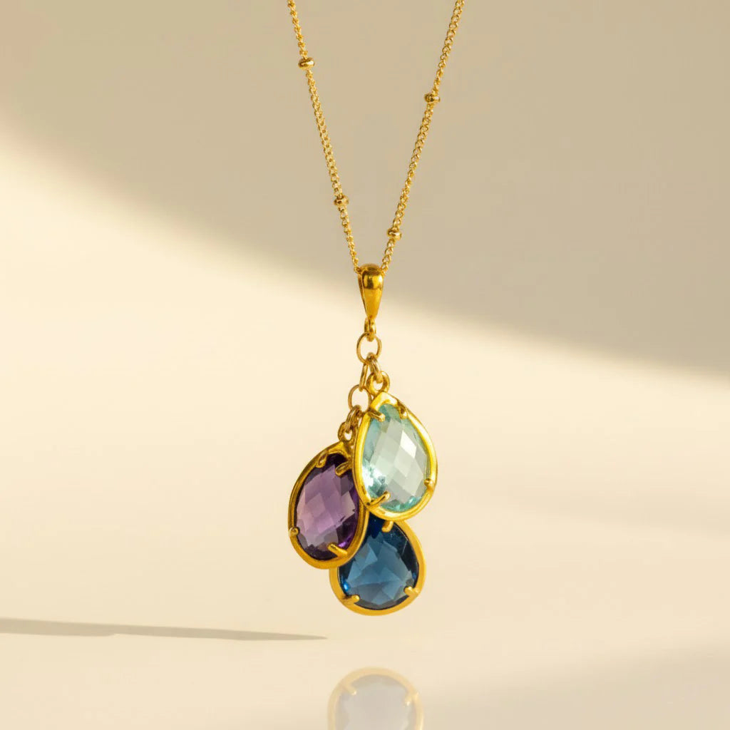 Imogen - Mothers Custom Prong Birthstone Cascade Necklace