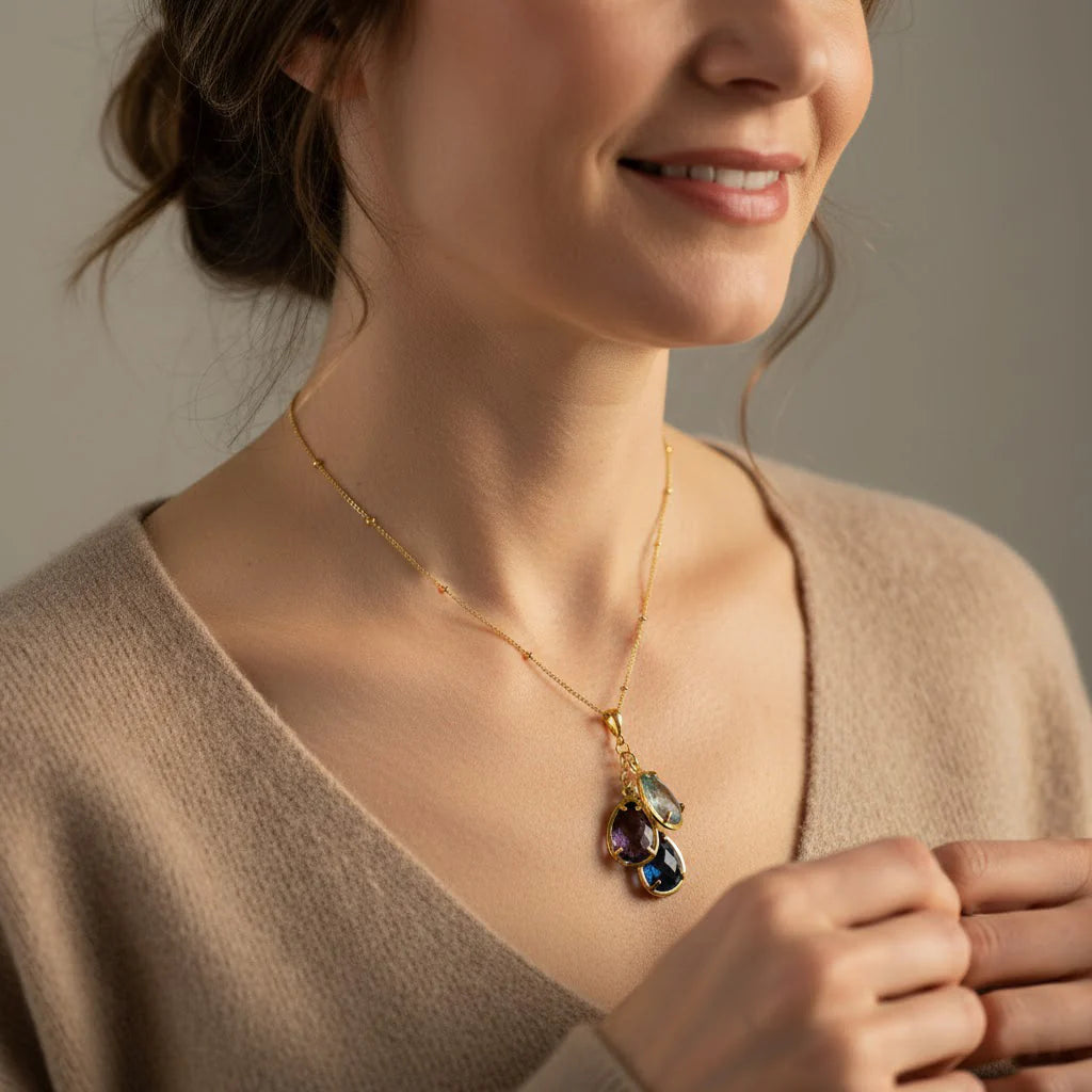 Imogen - Mothers Custom Prong Birthstone Cascade Necklace
