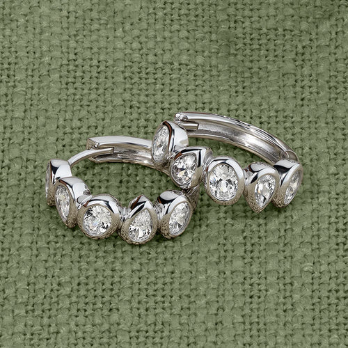 Alia - Cubic Zirconia Huggie Earrings Sterling Silver