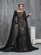 Amelia - Elegant Mermaid Lace Wedding Dress Cape