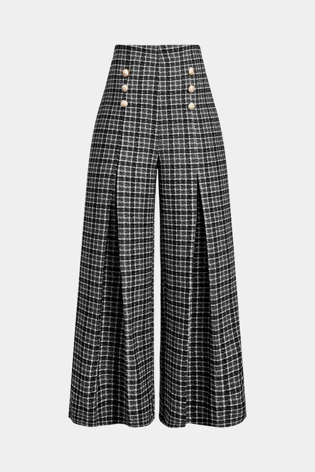 Adella - Print Double Breasted High Waist Pants Women