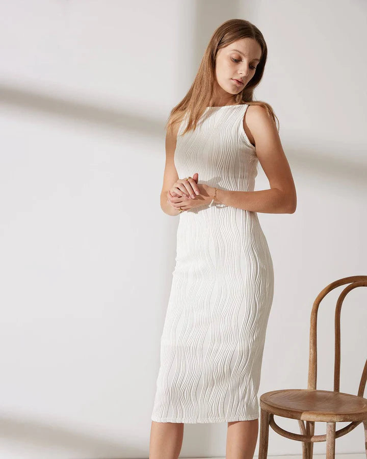 Alyssa - Water Ripple Textured Cami Dress Elegant