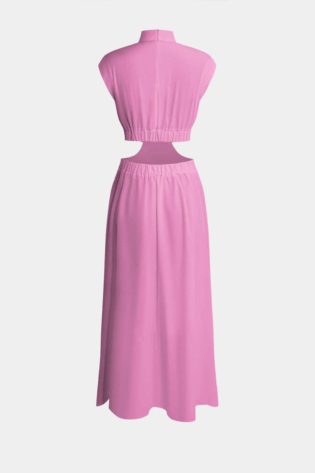 Adeline - Mock Neck Cut Out Ruched Maxi Dress Women