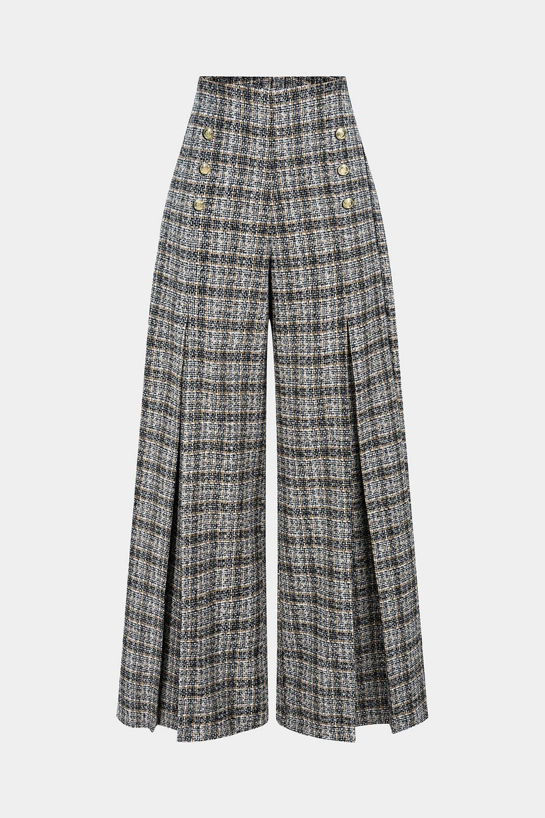 Adella - Print Double Breasted High Waist Pants Women