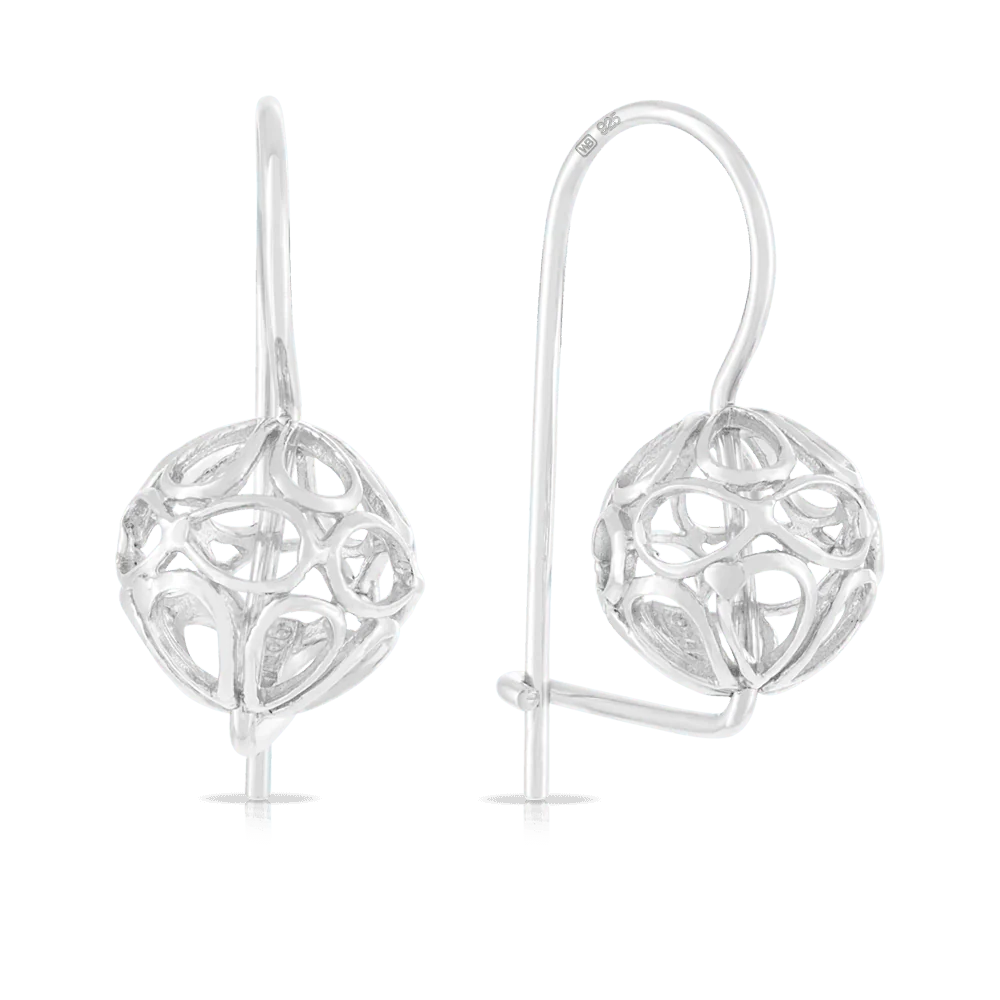 Alisha - Filigree Euro Ball Earrings Sterling Silver
