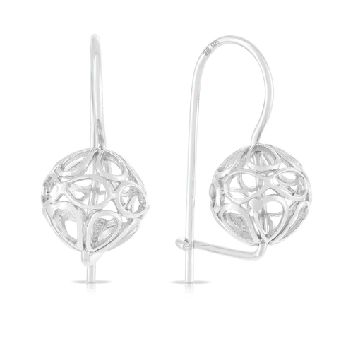 Alisha - Filigree Euro Ball Earrings Sterling Silver