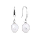 Alicia - Freshwater Baroque Pearl Drop Earrings Silver