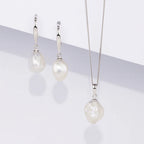 Alicia - Freshwater Baroque Pearl Drop Earrings Silver