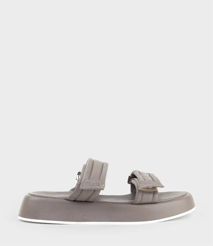 Audrey - Taupe Quilted Strap Slide Sandal for Women