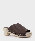 Leah - Brown Studded Slide Unit Sandal for Women