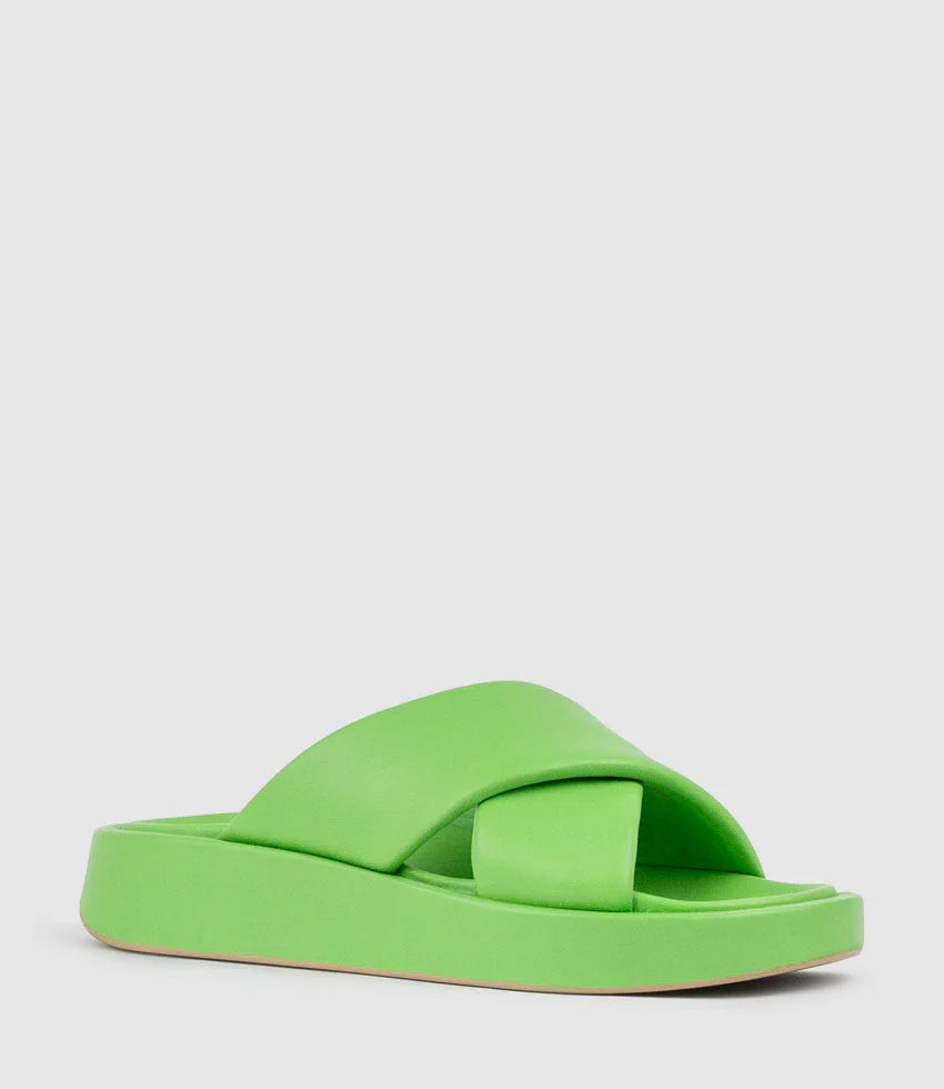 Bella - Green Crossover Slide Chunky Unit Sandal Women