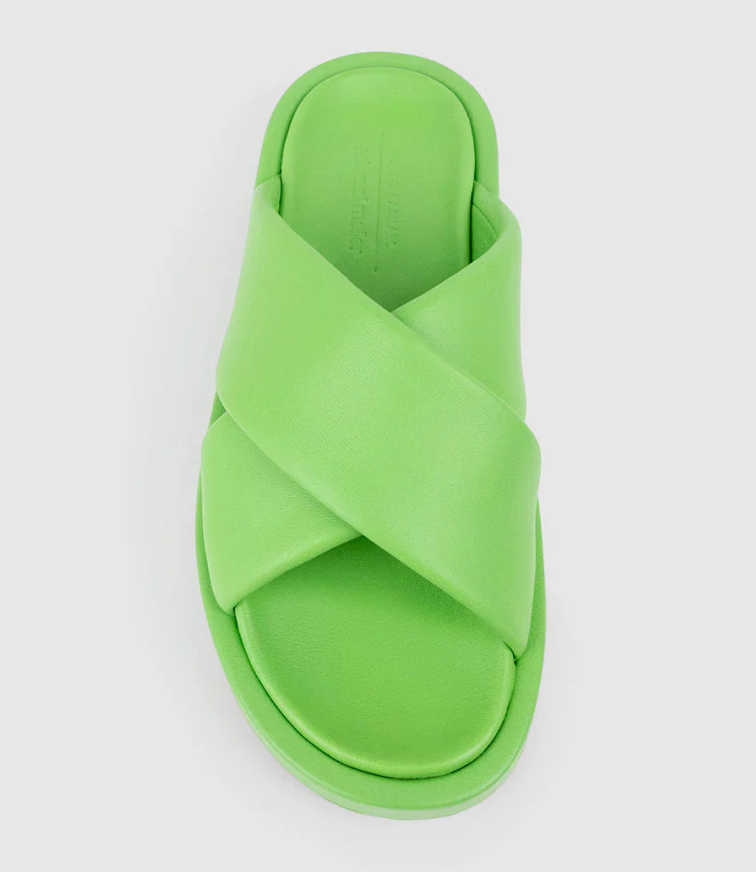 Bella - Green Crossover Slide Chunky Unit Sandal Women