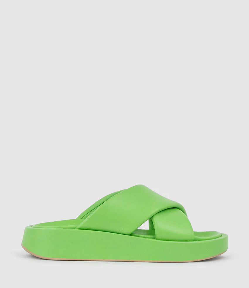 Bella - Green Crossover Slide Chunky Unit Sandal Women