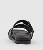 Zara - Black Multi-Strap Buckle Slides