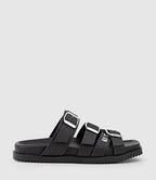 Zara - Black Multi-Strap Buckle Slides