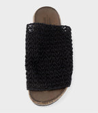 Layla - Black Textured Slide Footbed Sandal Women