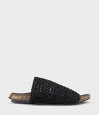 Layla - Black Textured Slide Footbed Sandal Women