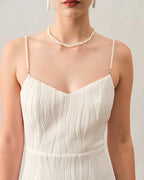 Ariana - Wave Textured Pearl Strap Midi Dress