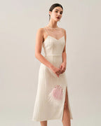 Ariana - Wave Textured Pearl Strap Midi Dress
