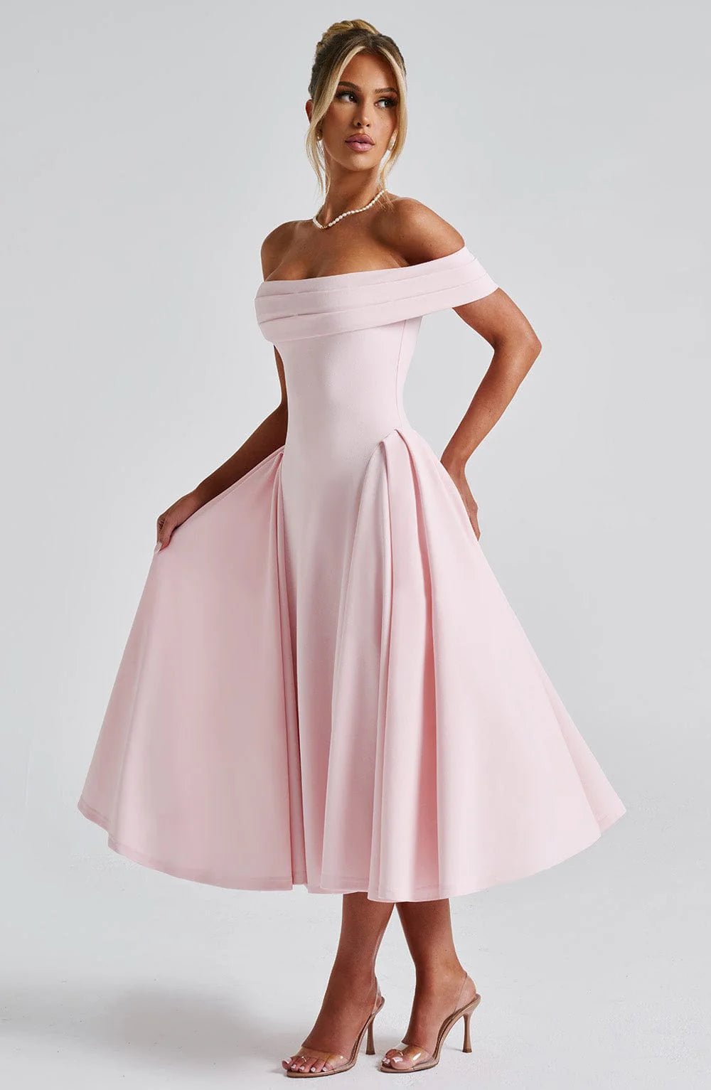 Kylie - Miranda Blush Elegant Midi Dress for Women