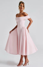 Kylie - Miranda Blush Elegant Midi Dress for Women