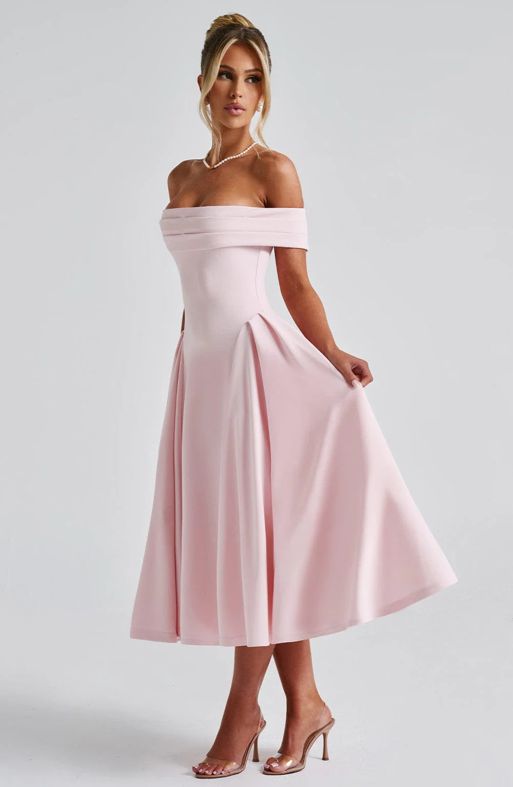 Kylie - Miranda Blush Elegant Midi Dress for Women