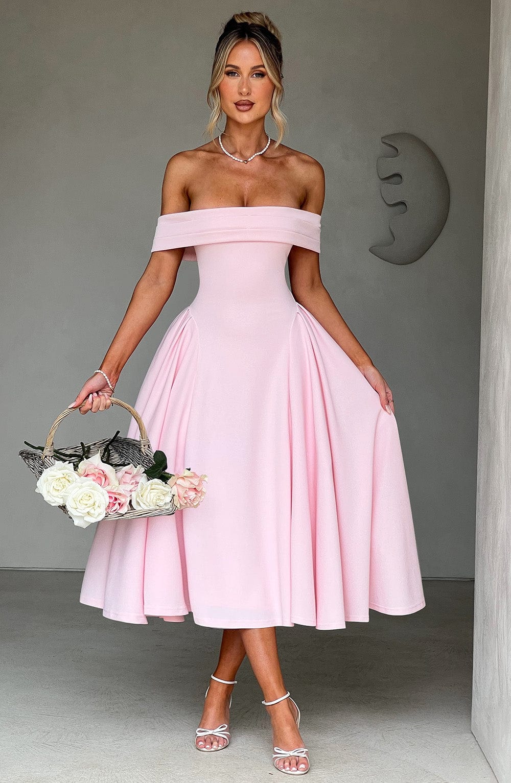 Kylie - Miranda Blush Elegant Midi Dress for Women